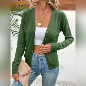 Grace Karin Open Front Long Sleeve Button Cardigan - Medium